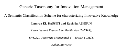 Generic Taxonomy for Innovation Management